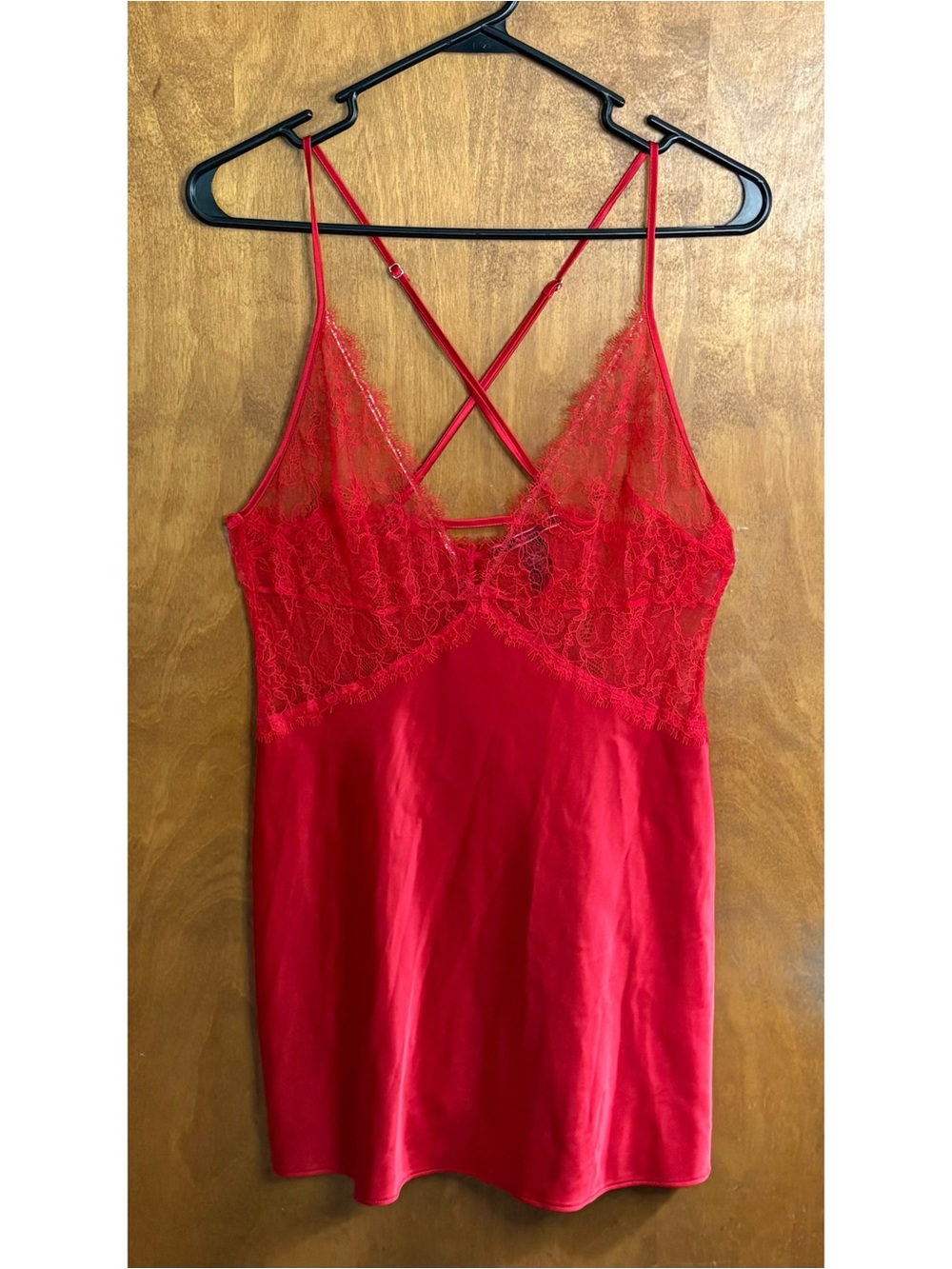 Victoria's Secret Red Lace Satin Sheer Mesh Babydoll Dress Goth Grunge Vampire